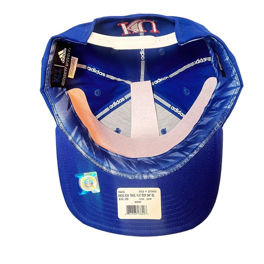 Kansas Jayhawks Adidas Blue Climalite Slouch Adjustable Strap Hat Cap - Picture 5 of 10